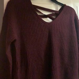 Maroon sweater with back details